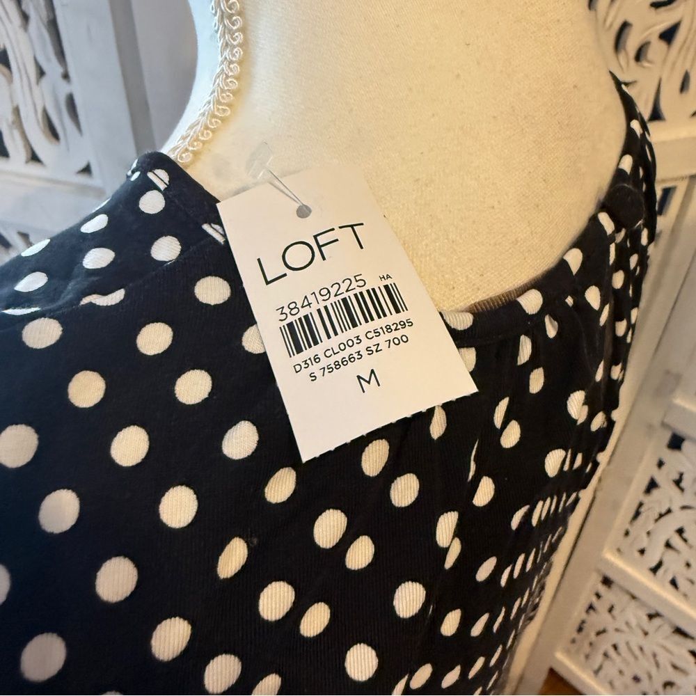 LOFT Black and White Polka Dot Dress NWT Sz M - Picture 4 of 4